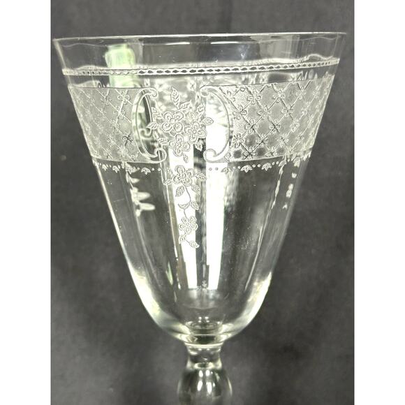 Fostoria 1920's Washington Etch # 266 Crystal Water Goblets-7 3/8" - Picture 2 of 7